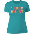Merry and Bright Ladies Christmas T Shirt