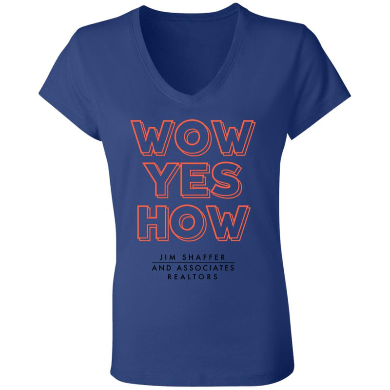 JSA Wow Yes How Ladies' Jersey V-Neck T-Shirt
