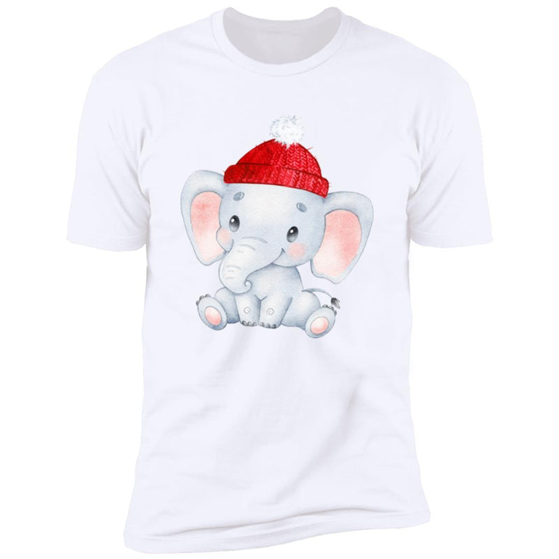 White Illustrated Christmas Elephant T Shirt