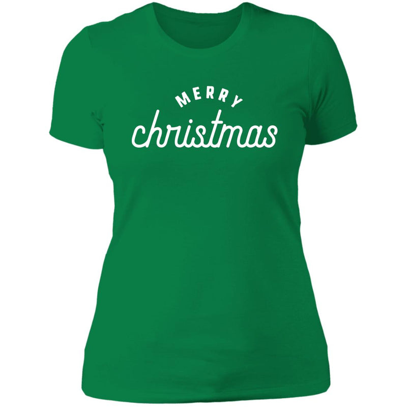 Merry Christmas Text Ladies T-Shirt