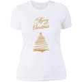 Merry Christmas Gold Ladies T-Shirt