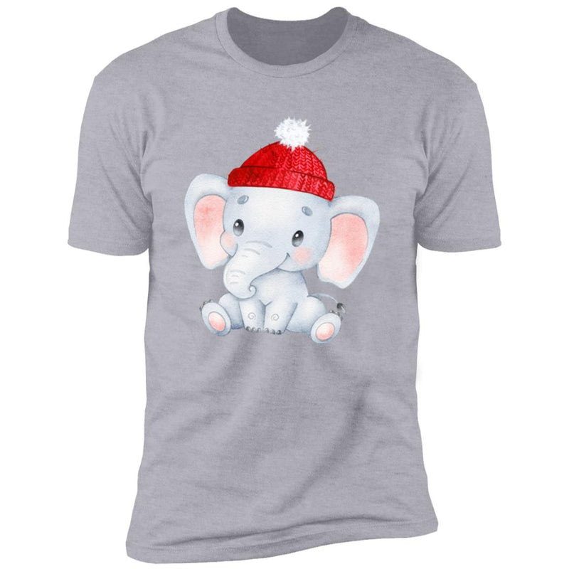 White Illustrated Christmas Elephant T Shirt