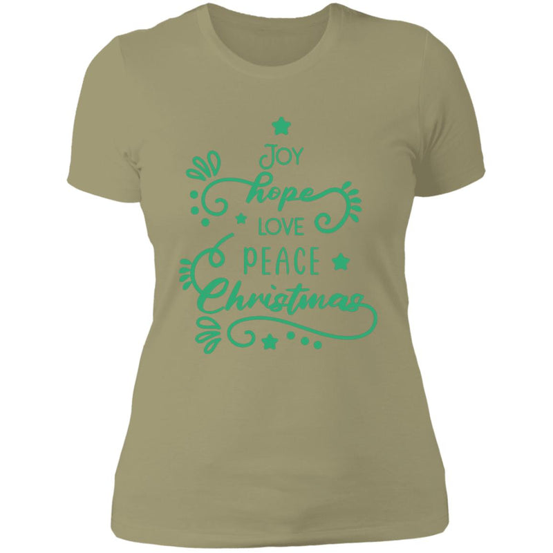 Love and Peace Christmas Ladies T-Shirt